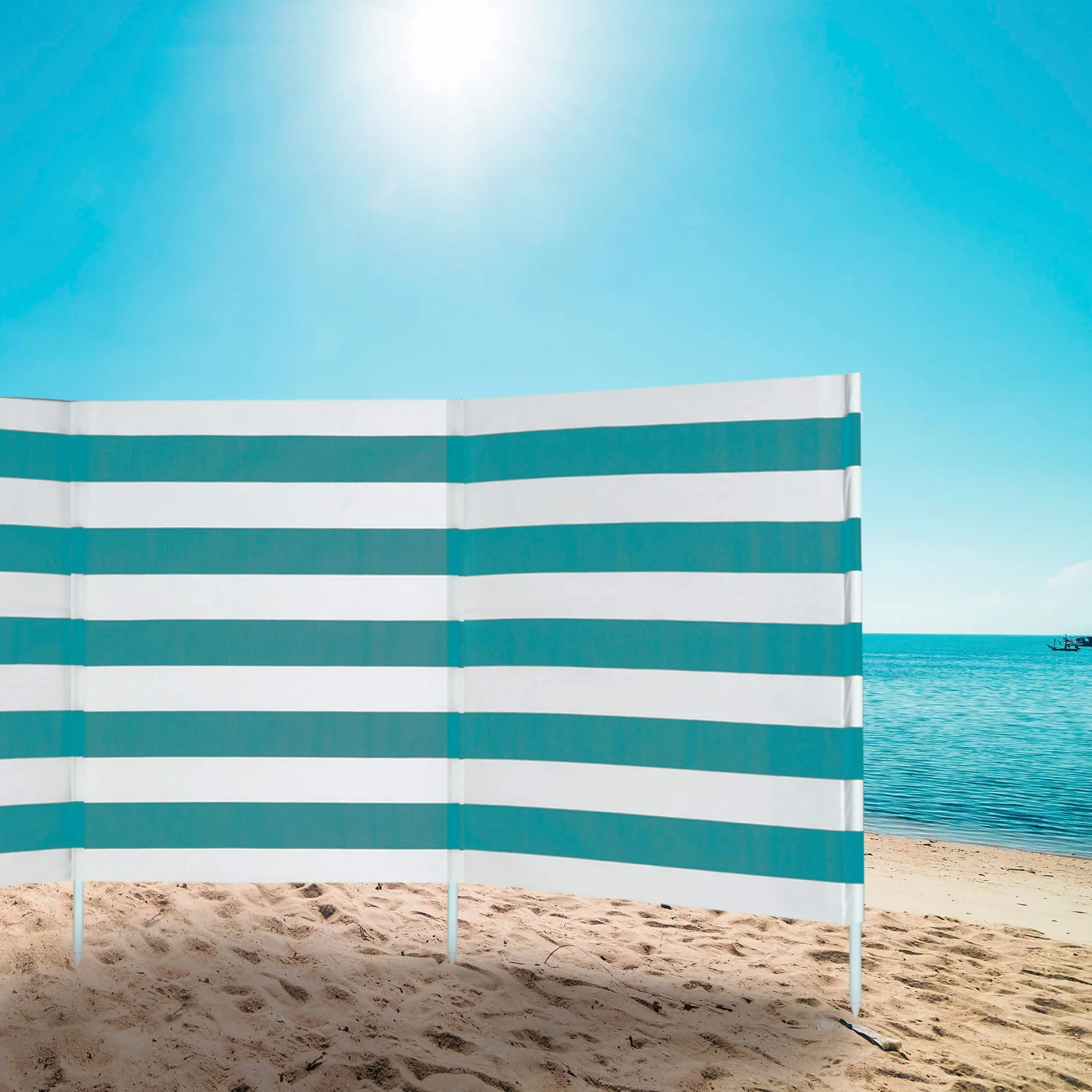 AKTIVE 62135 - Polyester-Windschutz 480 x 82 cm mit Stahlstange, Einzeln
