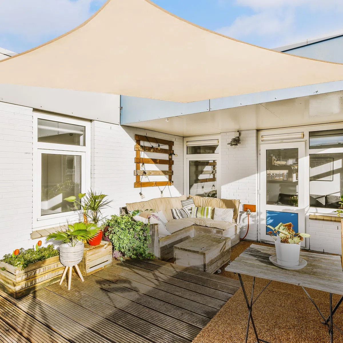 hanSe Sonnensegel rechteckig, Segeltuch Rechteck, 3x4 m in Sand, aus HDPE Gewebe, wetterbeständig mit UV Schutz und Sonnenschutz für Garten, Balkon und Terrasse