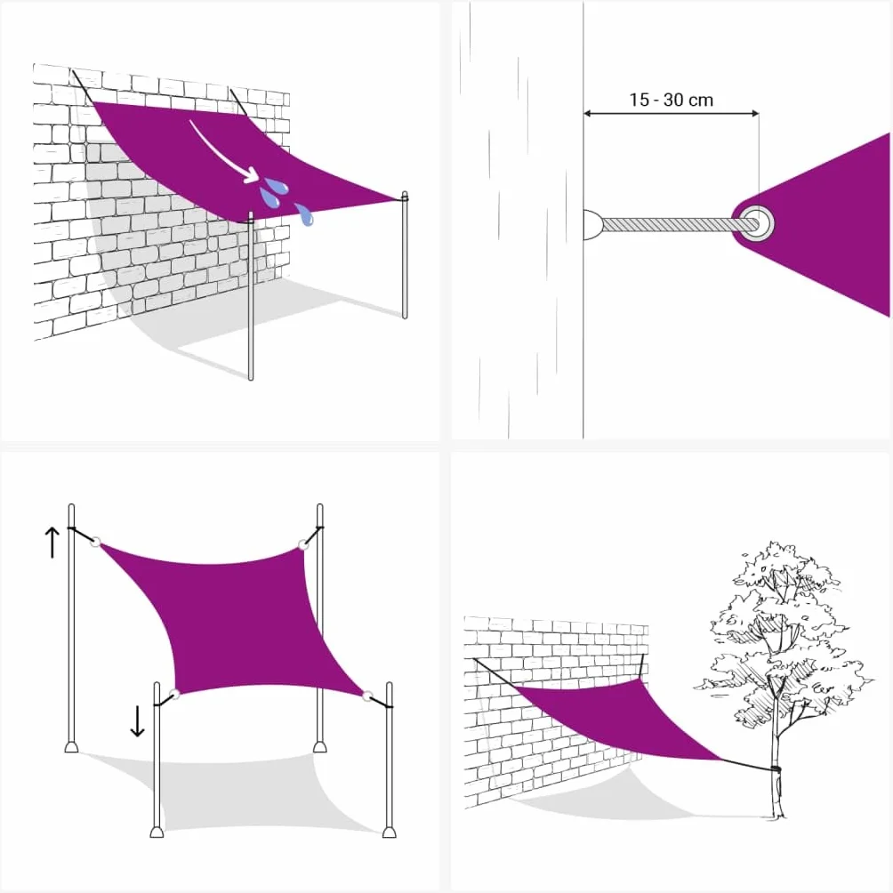 vidaXL Sonnensegel, Sonnenschutz UV Schutz für Balkon Garten Terrasse, Sonnendach Wasserfest, Windschutz Wetterschutz, Hellgrau 5x6x6m 100% Polyester Oxford