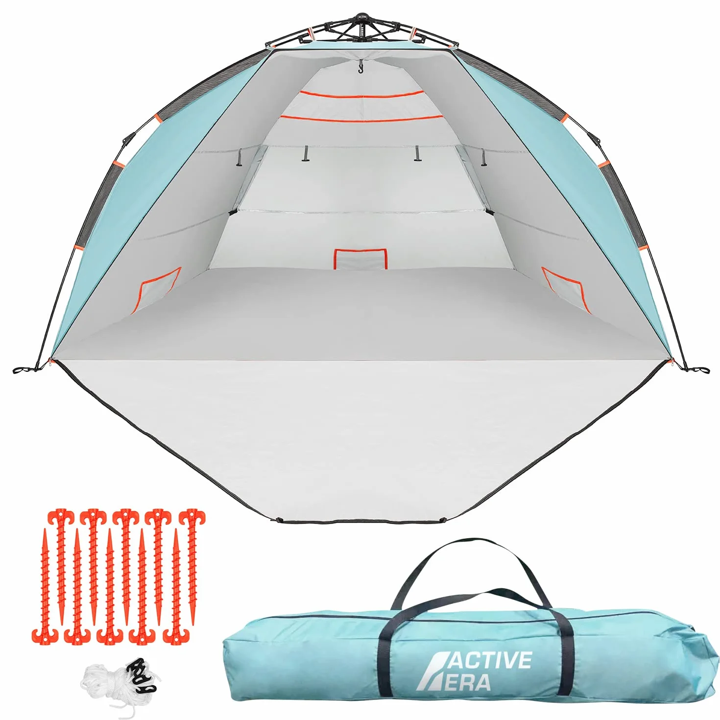 Active Era Luxus Strandzelt mit UV Schutz LSF 50+, Strandmuschel XXL Wasserabweisend, Easy Pitch Aufbau, Zelt für 5 Personen, Blau