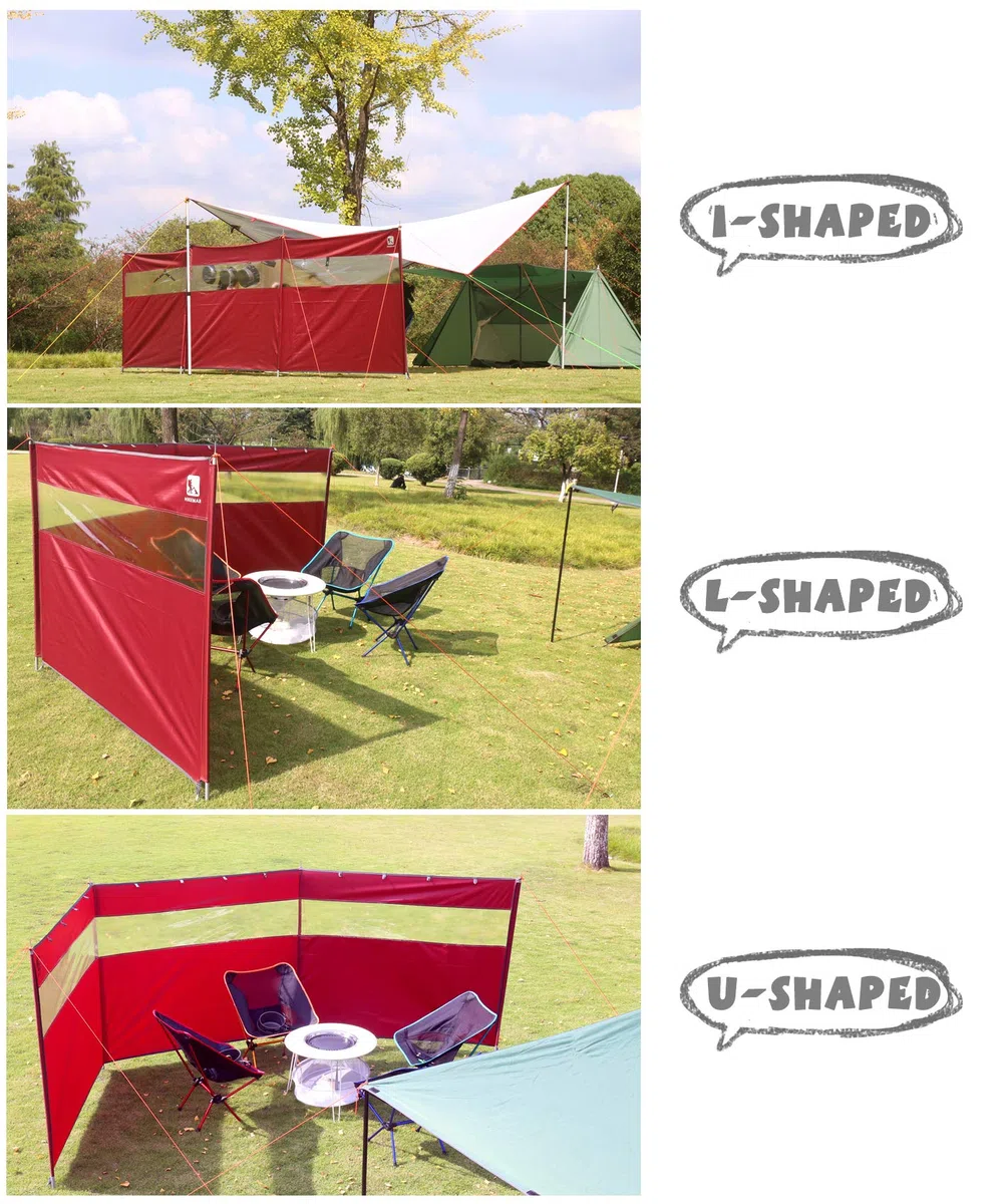 HIKEMAN Camping Windschutz Sichtschutz Garten - Strand Windschutz mit Sichtfenster,Outdoor Caravan Privacy Shield,kann als Zeltplane für Picknick,Grill,Lagerfeuer verwendet Werden